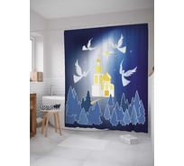 Штора (занавеска) для ванной JoyArty "Радость Ангелов" из сатена, 180х200 см с крючками, sc_79782