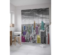 Штора (занавеска) для ванной JoyArty "Небоскребы в красках" из сатена, 180х200 см с крючками, sc_7978