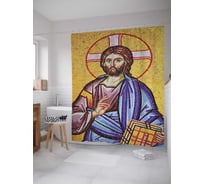 Штора (занавеска) для ванной JoyArty "Мозаичная икона" из сатена, 180х200 см с крючками, sc_79790