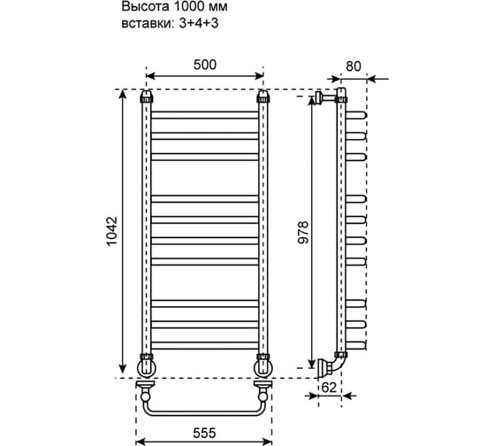 Водяной полотенцесушитель Primoclima Step Water Inox 100х50 3_4_3 PCStepWInox100503.4.3