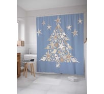 Штора (занавеска) для ванной JoyArty "Звездная елка" из сатена, 180х200 см с крючками, sc_5709