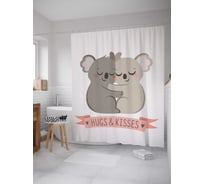 Штора (занавеска) для ванной JoyArty "Объятья и поцелуи" из сатена, 180х200 см с крючками, sc_91993