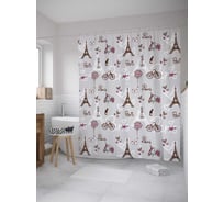 Штора (занавеска) для ванной JoyArty "Парижская романтика" из сатена, 180х200 см с крючками, sc_8695
