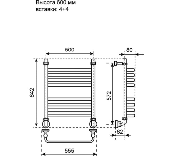 Полотенцесушитель водяной Step Water Inox 60х50 4_4 Primoclima PCStepWInox60504.4