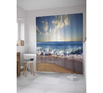 Штора (занавеска) для ванной JoyArty "Стремительная волна" из сатена, 180х200 см с крючками, sc_8827