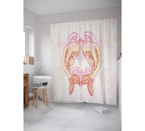 Штора (занавеска) для ванной JoyArty "Рыбы кои рамкой" из сатена, 180х200 см с крючками, sc_38754