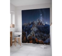 Штора (занавеска) для ванной JoyArty "Ночные горы" из сатена, 180х200 см с крючками, sc_38820