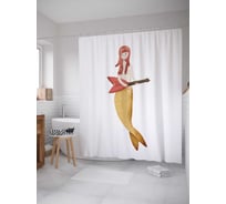 Штора (занавеска) для ванной JoyArty "Русалка с гитарой" из сатена, 180х200 см с крючками, sc_79808