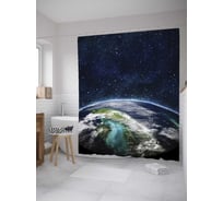 Штора (занавеска) для ванной JoyArty "Космический горизонт" из сатена, 180х200 см с крючками, sc_8614