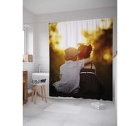 Штора (занавеска) для ванной JoyArty "Обнимашки" из сатена, 180х200 см с крючками, sc_91943