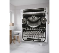 Штора (занавеска) для ванной JoyArty "Печатная машинка" из сатена, 180х200 см с крючками, sc_8289