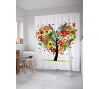 Штора (занавеска) для ванной JoyArty "Чувства в цветах" из сатена, 180х200 см с крючками, sc_6426