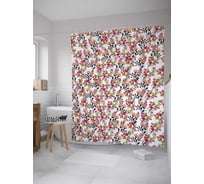 Штора (занавеска) для ванной JoyArty "Цветочная преграда" из сатена, 180х200 см с крючками, sc_8074