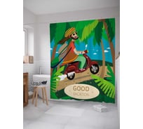 Штора (занавеска) для ванной JoyArty "Хороший отпуск" из сатена, 180х200 см с крючками, sc_78582