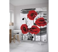 Штора (занавеска) для ванной JoyArty "Маковые сны" из сатена, 180х200 см с крючками, sc_8058