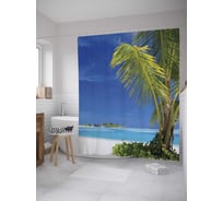 Штора (занавеска) для ванной JoyArty "Виднеется остров" из сатена, 180х200 см с крючками, sc_8968