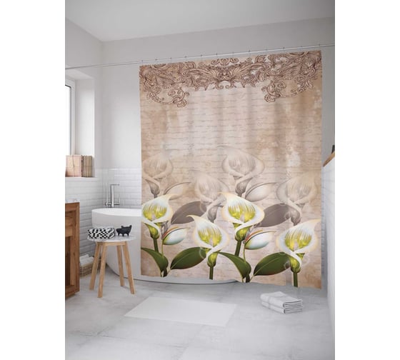 Штора (занавеска) для ванной JoyArty "Письмо свежести" из сатена, 180х200 см с крючками, sc_8414 1