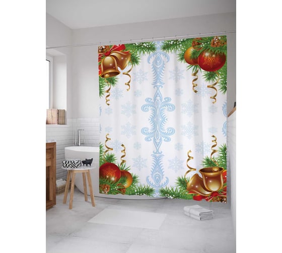 Штора (занавеска) для ванной JoyArty "Дом украшен" из сатена, 180х200 см sc_378915 1