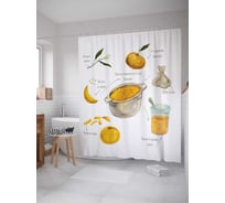 Штора (занавеска) для ванной JoyArty "Варьенье из апельсинов" из сатена, 180х200 см с крючками, sc_79802
