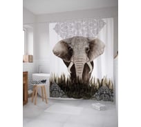 Штора (занавеска) для ванной JoyArty "Мирный слон" из сатена, 180х200 см с крючками, sc_4881