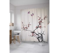 Штора (занавеска) для ванной JoyArty "Ветки пустоты" из сатена, 180х200 см с крючками, sc_9112