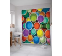 Штора (занавеска) для ванной JoyArty "Палитра цветов" из сатена, 180х200 см с крючками, sc_6492