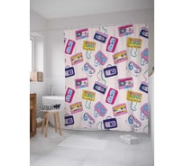 Штора (занавеска) для ванной JoyArty "Пленочные кассеты" из сатена, 180х200 см с крючками, sc_9770