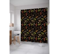 Штора (занавеска) для ванной JoyArty "Листья на темном фоне" из сатена, 180х200 см sc_378512