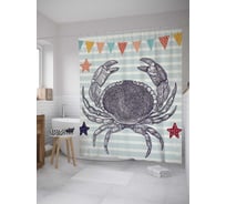 Штора (занавеска) для ванной JoyArty "Звездный краб" из сатена, 180х200 см с крючками, sc_8999