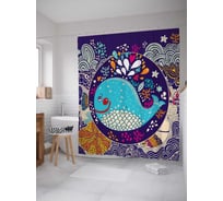 Штора (занавеска) для ванной JoyArty "Кит фантазер" из сатена, 180х200 см с крючками, sc_7241