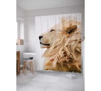 Штора (занавеска) для ванной JoyArty "Вдохновение льва" из сатена, 180х200 см с крючками, sc_6580