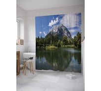 Штора (занавеска) для ванной JoyArty "Горные чувства" из сатена, 180х200 см с крючками, sc_9289