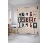 Штора (занавеска) для ванной JoyArty "Дом, милый дом" из сатена, 180х200 см с крючками, sc_54682
