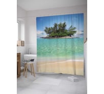 Штора (занавеска) для ванной JoyArty "Остров в море" из сатена, 180х200 см с крючками, sc_9567