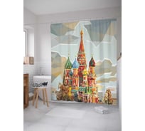 Штора (занавеска) для ванной JoyArty "Полигональный собор" из сатена, 180х200 см sc_138842