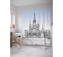 Штора (занавеска) для ванной JoyArty "Московский собор" из сатена, 180х200 см sc_378839