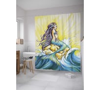 Штора (занавеска) для ванной JoyArty "Манящая русалка" из сатена, 180х200 см с крючками, sc_9102