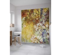 Штора (занавеска) для ванной JoyArty "Цветочное обличье" из сатена, 180х200 см с крючками, sc_8137