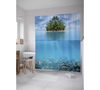 Штора (занавеска) для ванной JoyArty "Всплывший остров" из сатена, 180х200 см с крючками, sc_8087