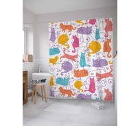 Штора (занавеска) для ванной JoyArty "Кошачьи образы" из сатена, 180х200 см с крючками, sc_9648