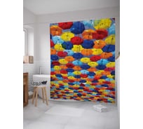 Штора (занавеска) для ванной JoyArty "Небо в зонтах" из сатена, 180х200 см с крючками, sc_813