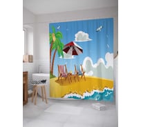 Штора (занавеска) для ванной JoyArty "Море романтики" из сатена, 180х200 см с крючками, sc_5144