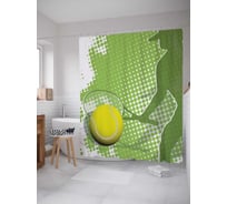 Штора (занавеска) для ванной JoyArty "Теннисная ракетка и мяч" из сатена, 180х200 см с крючками, sc_4631