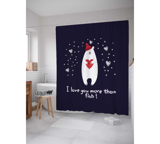 Штора (занавеска) для ванной JoyArty "Романтик Михалыч" из сатена, 180х200 см с крючками, sc_91997 1