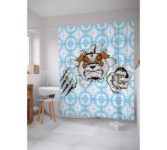 Штора (занавеска) для ванной JoyArty "Морская поэзия" из сатена, 180х200 см с крючками, sc_7433 1