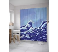 Штора (занавеска) для ванной JoyArty "Бушующие волны" из сатена, 180х200 см с крючками, sc_8998