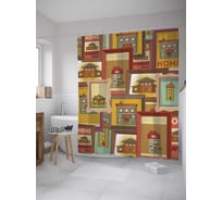 Штора (занавеска) для ванной JoyArty "Дома в картинах" из сатена, 180х200 см с крючками, sc_8150