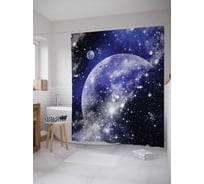 Штора (занавеска) для ванной JoyArty "Зимний космос" из сатена, 180х200 см с крючками, sc_7590
