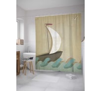 Штора (занавеска) для ванной JoyArty "Парусник на волнах" из сатена, 180х200 см с крючками, sc_8996