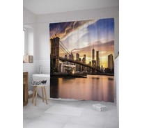 Штора (занавеска) для ванной JoyArty "Проплывая под мостом" из сатена, 180х200 см с крючками, sc_8103